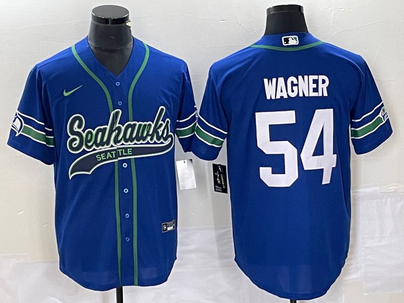 Men Seattle Seahawks #54 Wagner Blue Co Branding Nike Game NFL Jersey style 1->seattle seahawks->NFL Jersey